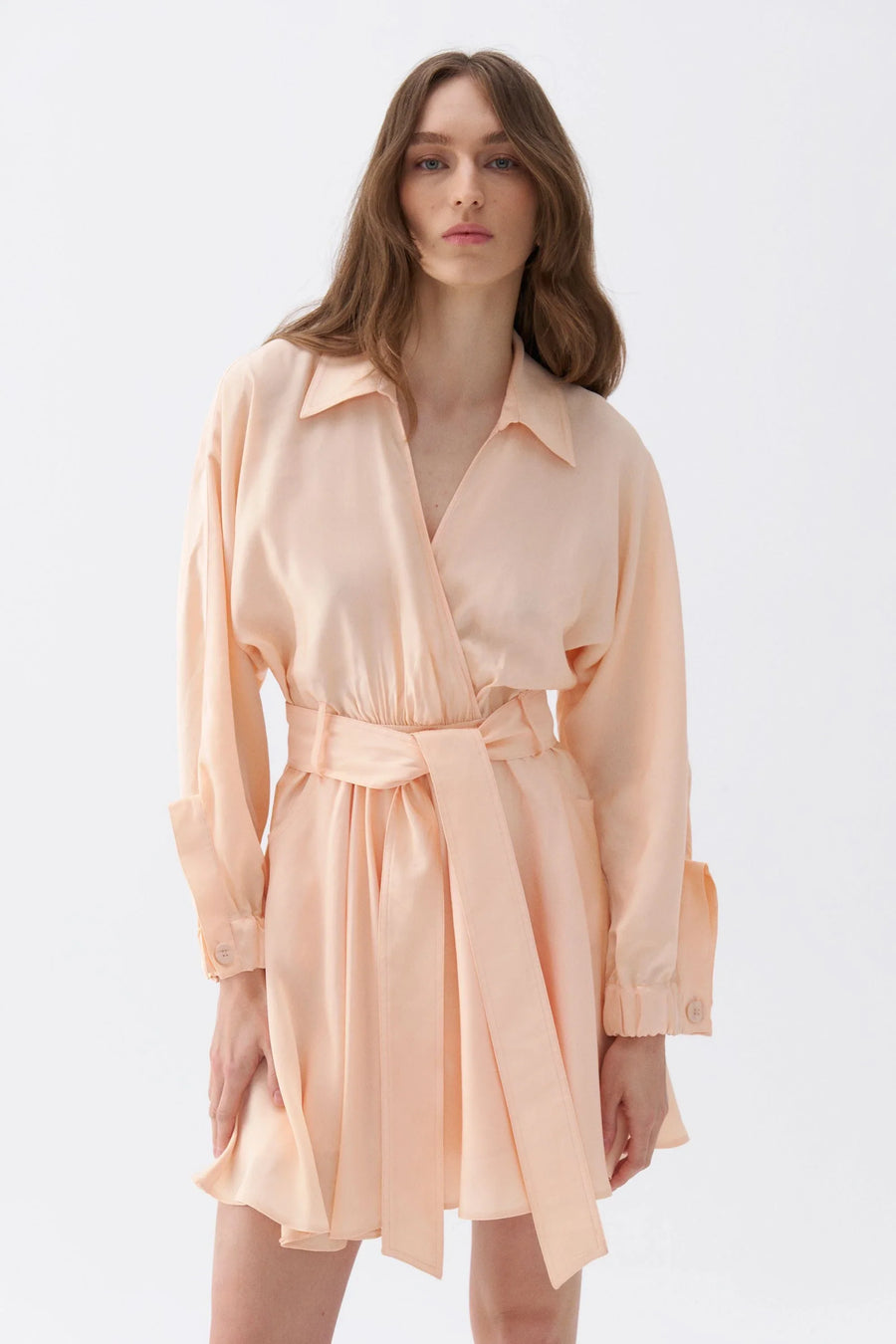 Belted Pink Shirt Dress