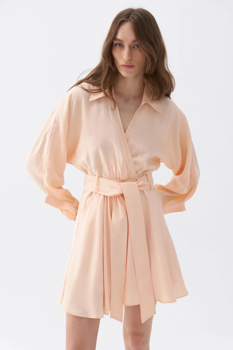 Belted Pink Shirt Dress