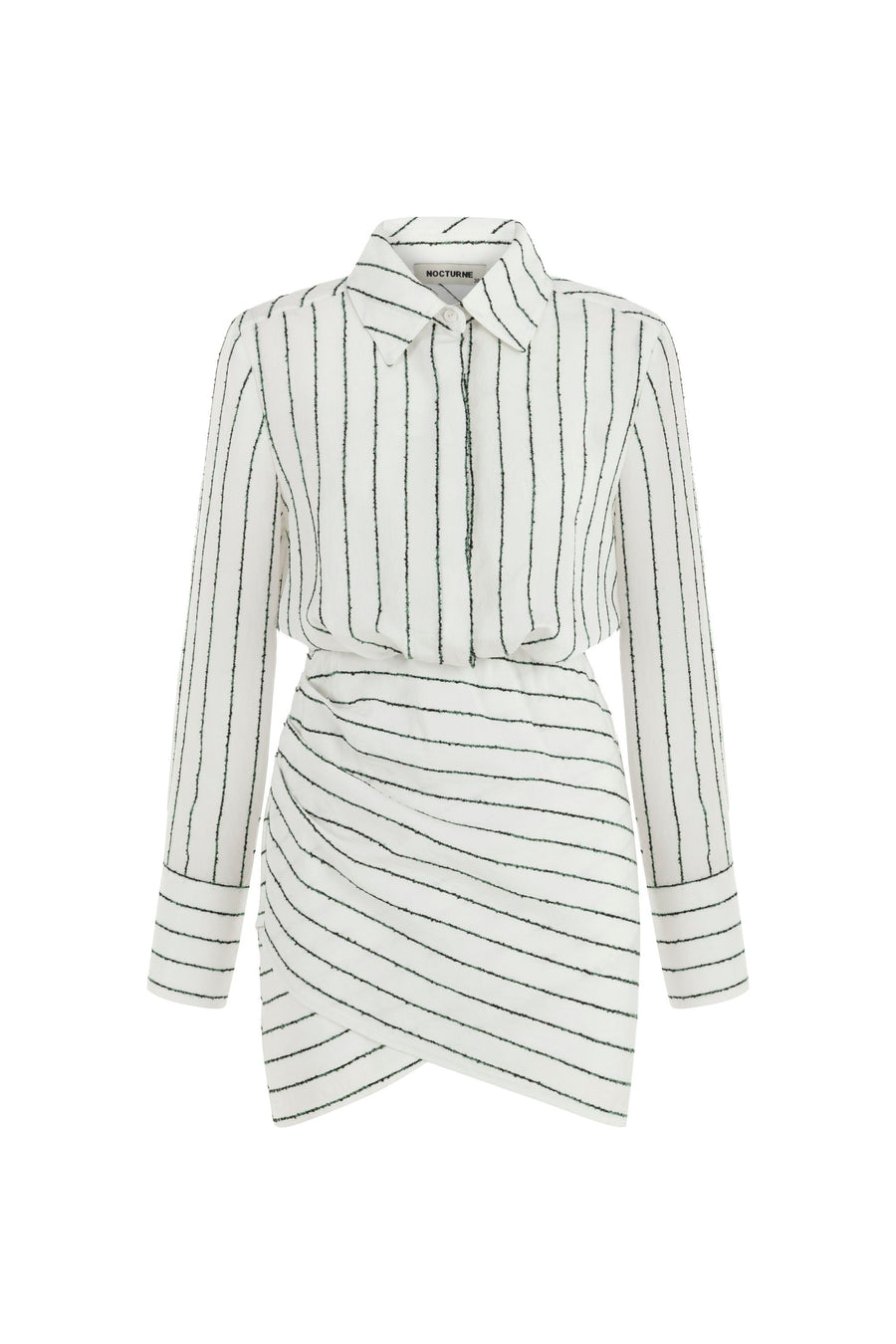 White and Black Striped Shirt Dress