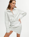 White and Black Striped Shirt Dress