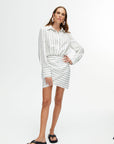 White and Black Striped Shirt Dress