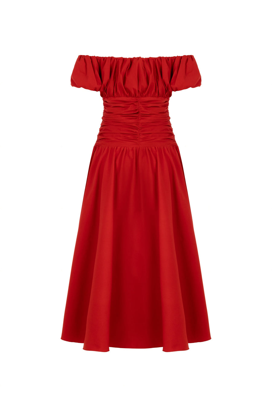 Red Drape Midi Dress
