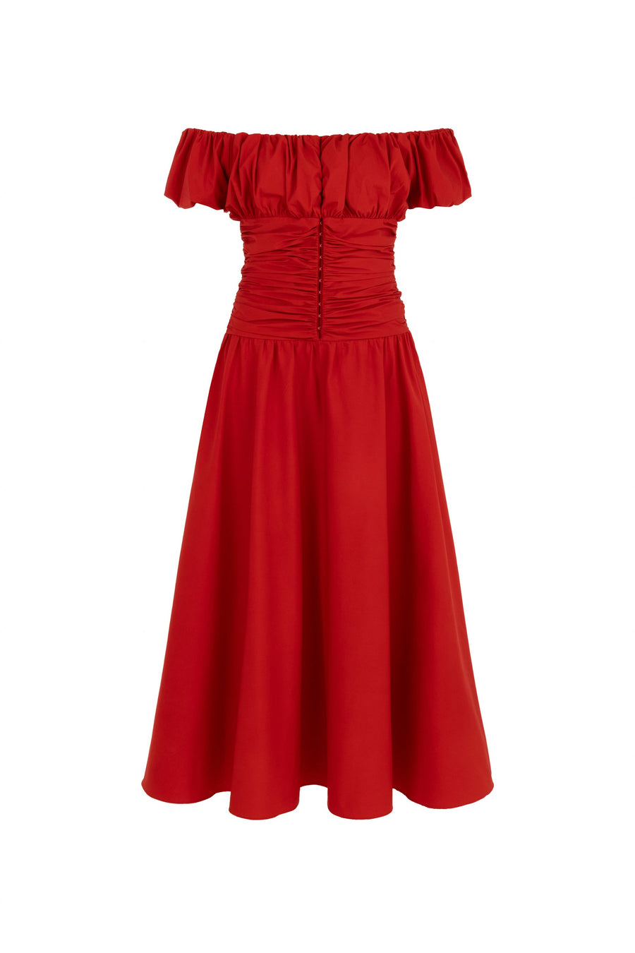 Red Drape Midi Dress