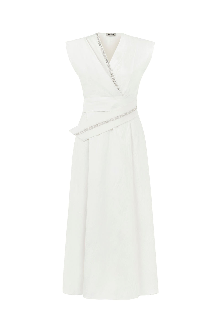 Stone Embroidered  Off-White Dress