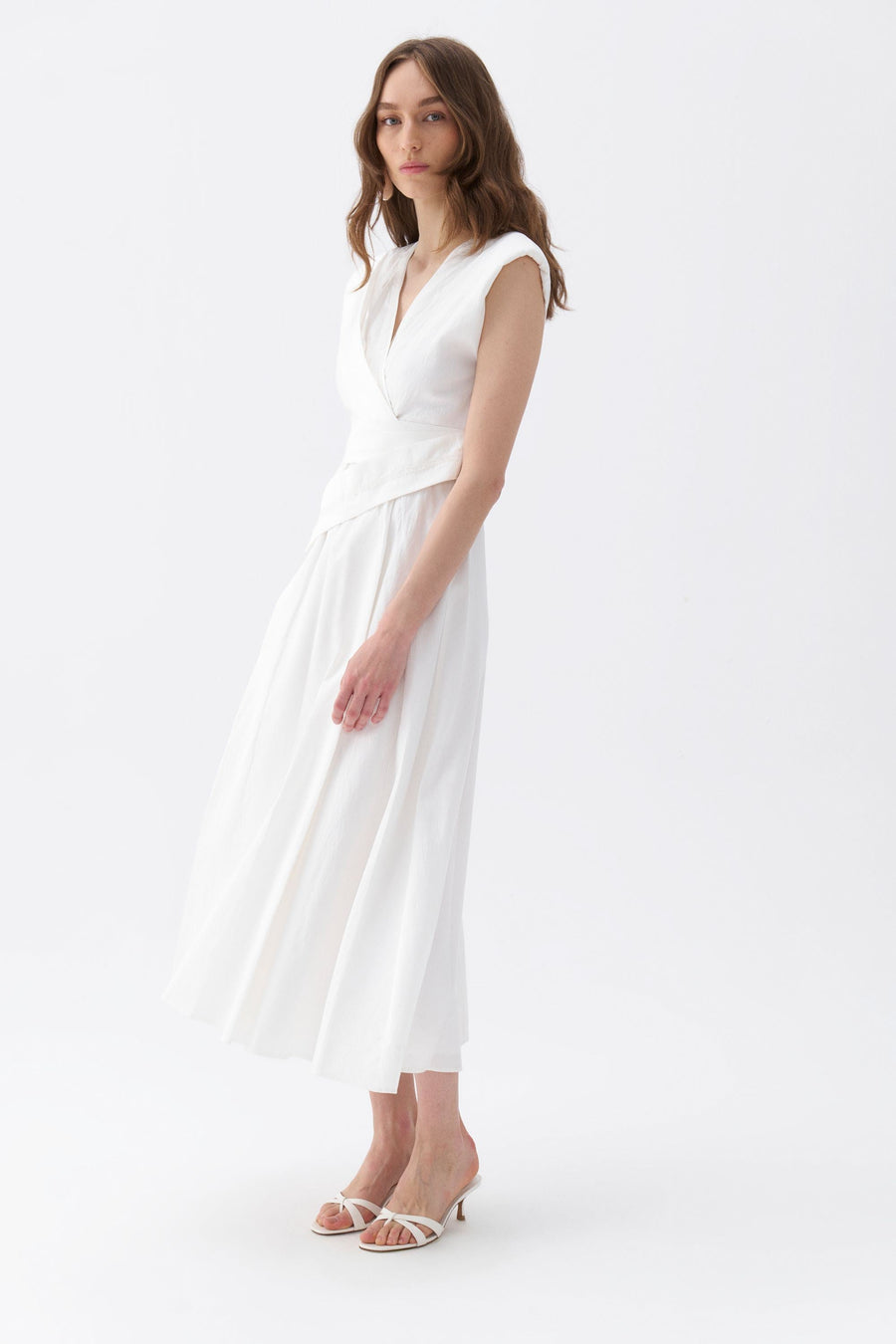 Stone Embroidered  Off-White Dress