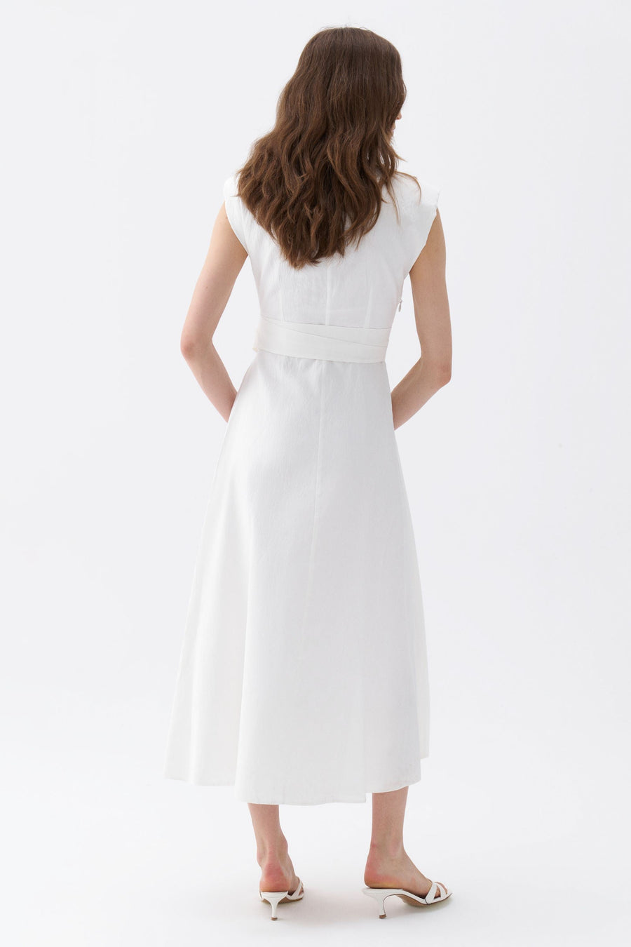 Stone Embroidered  Off-White Dress