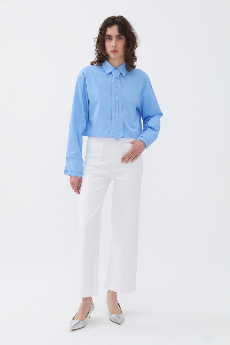 Ivory High Waisted Wide Leg Jeans