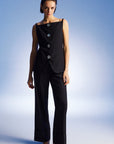 High-Waist Flowy Palazzo Black Pants