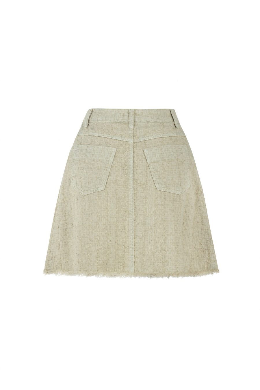 Khaki Tasseled Mini Denim Skirt