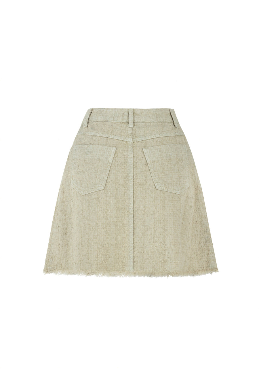 Nocturne Khaki Tasseled Mini Denim Skirt  - Porterist 5