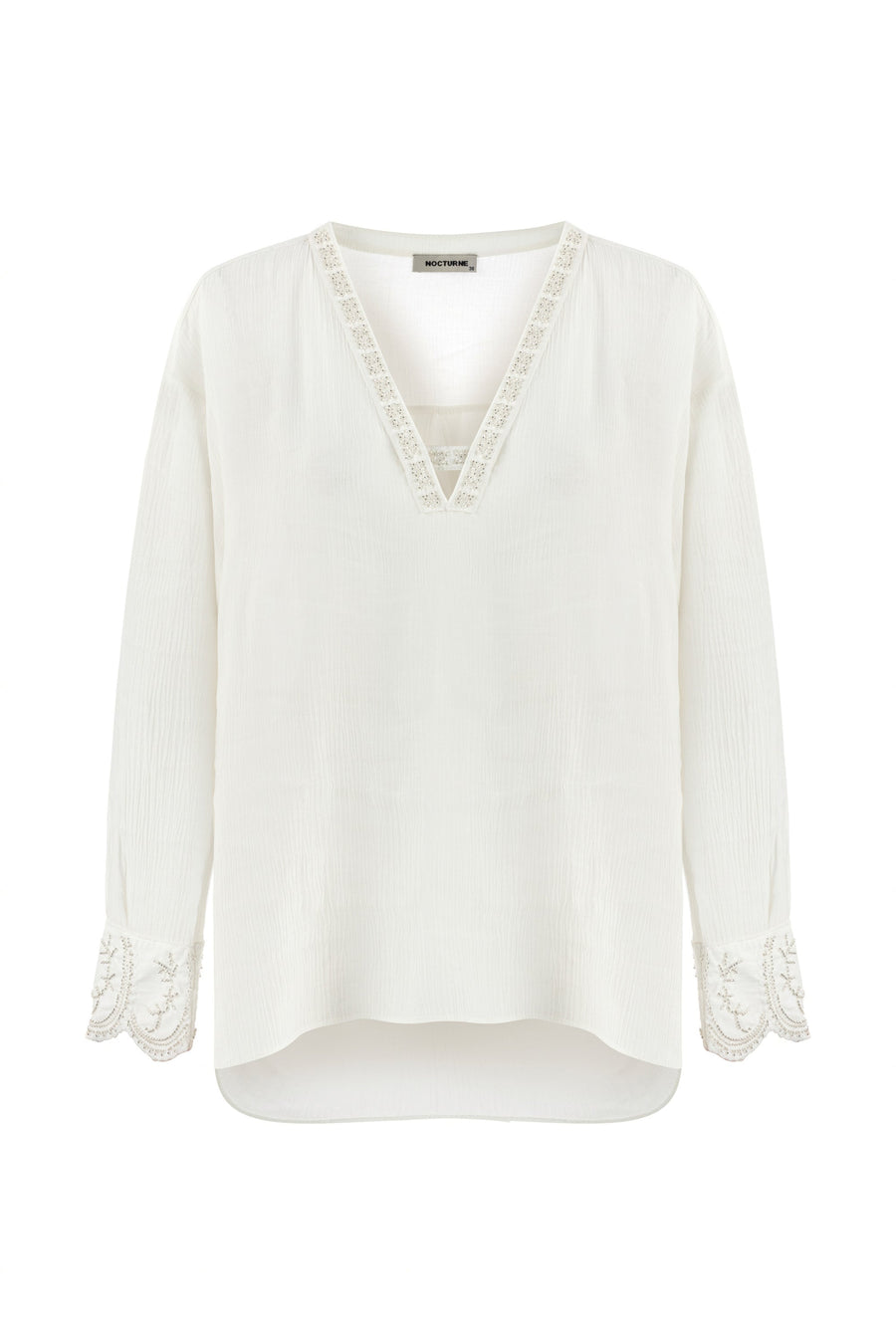 White Stone Embroidered Blouse