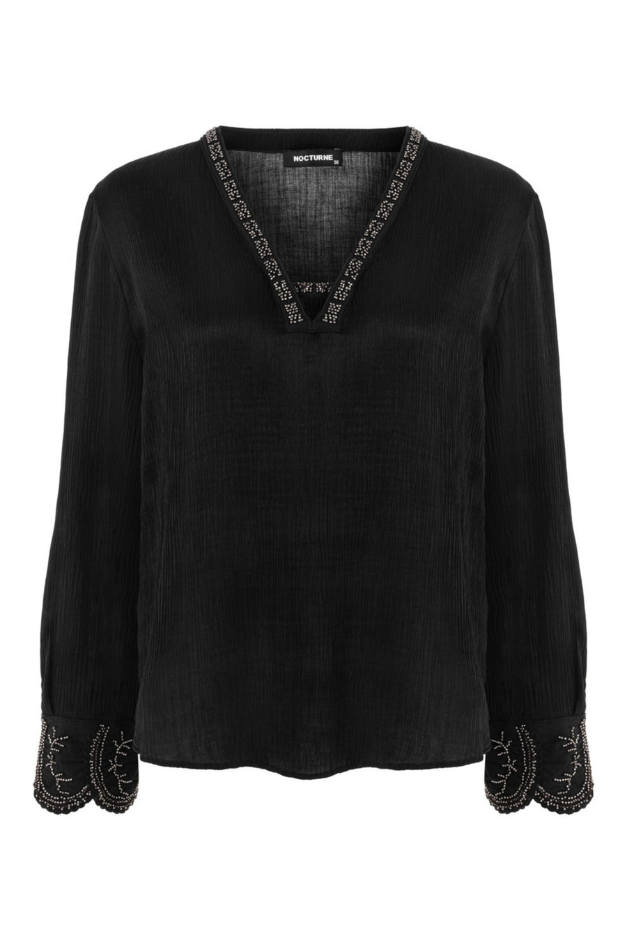 White Stone Embroidered Blouse