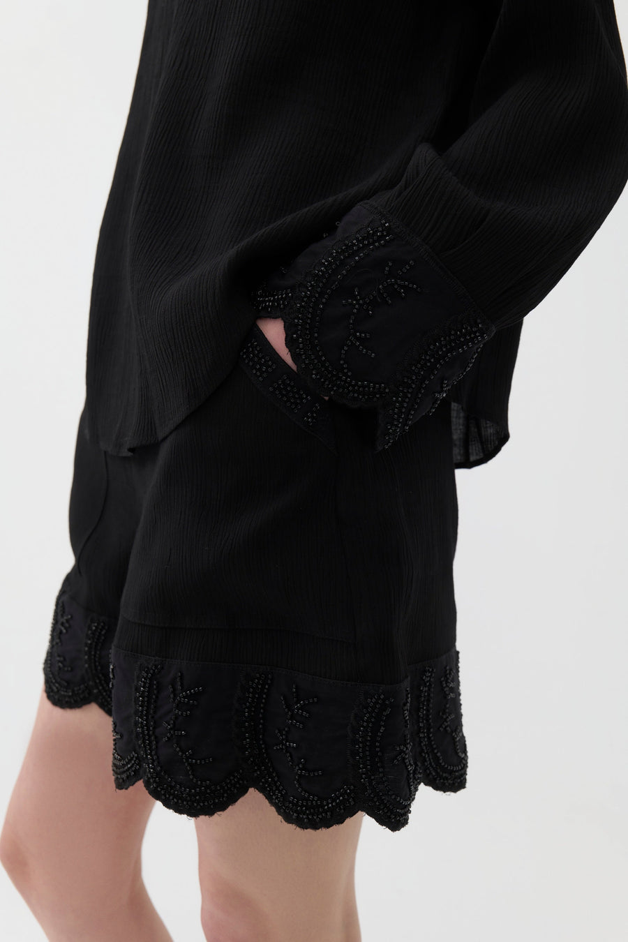 White Stone Detailed Shorts