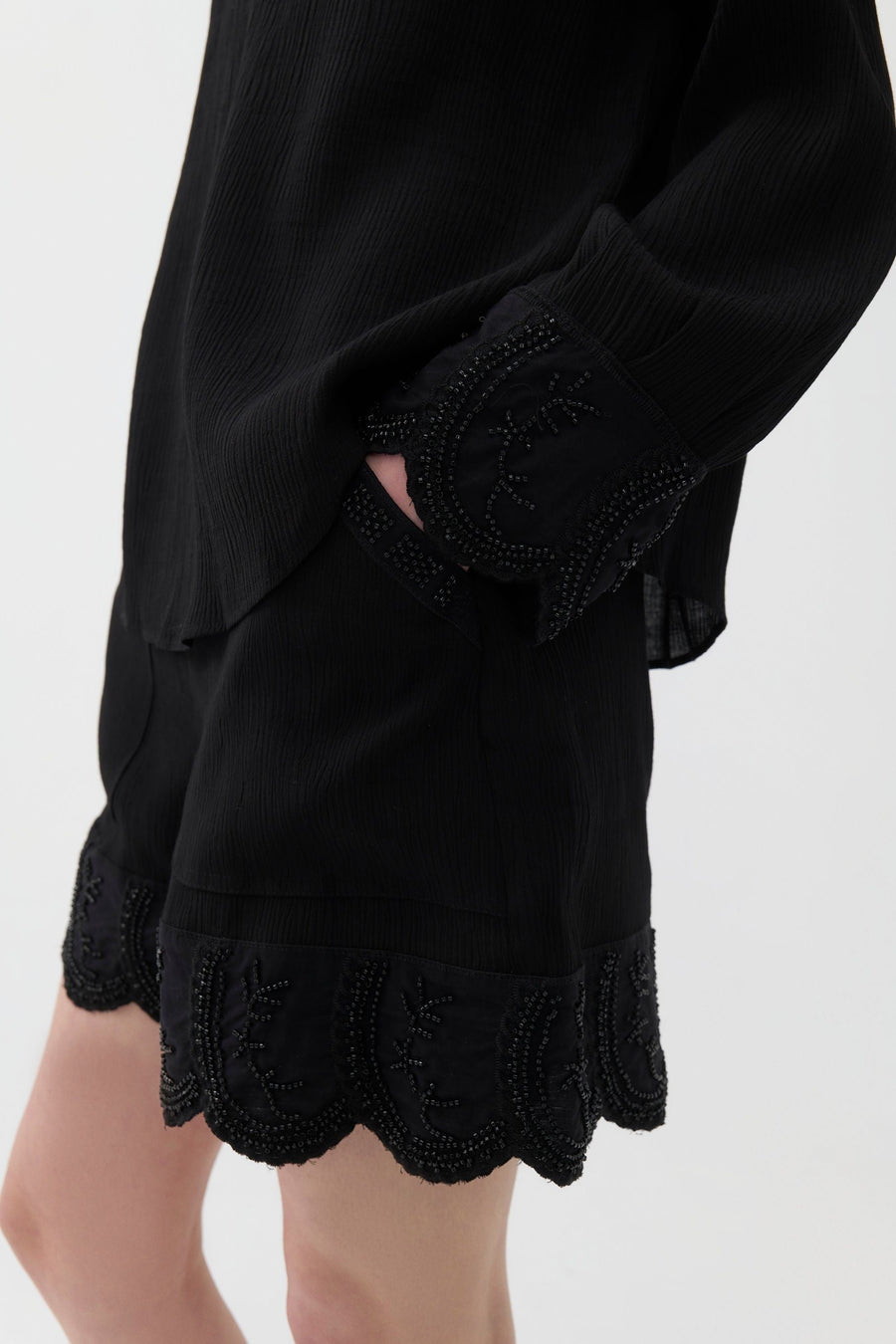 White Stone Embroidered Blouse