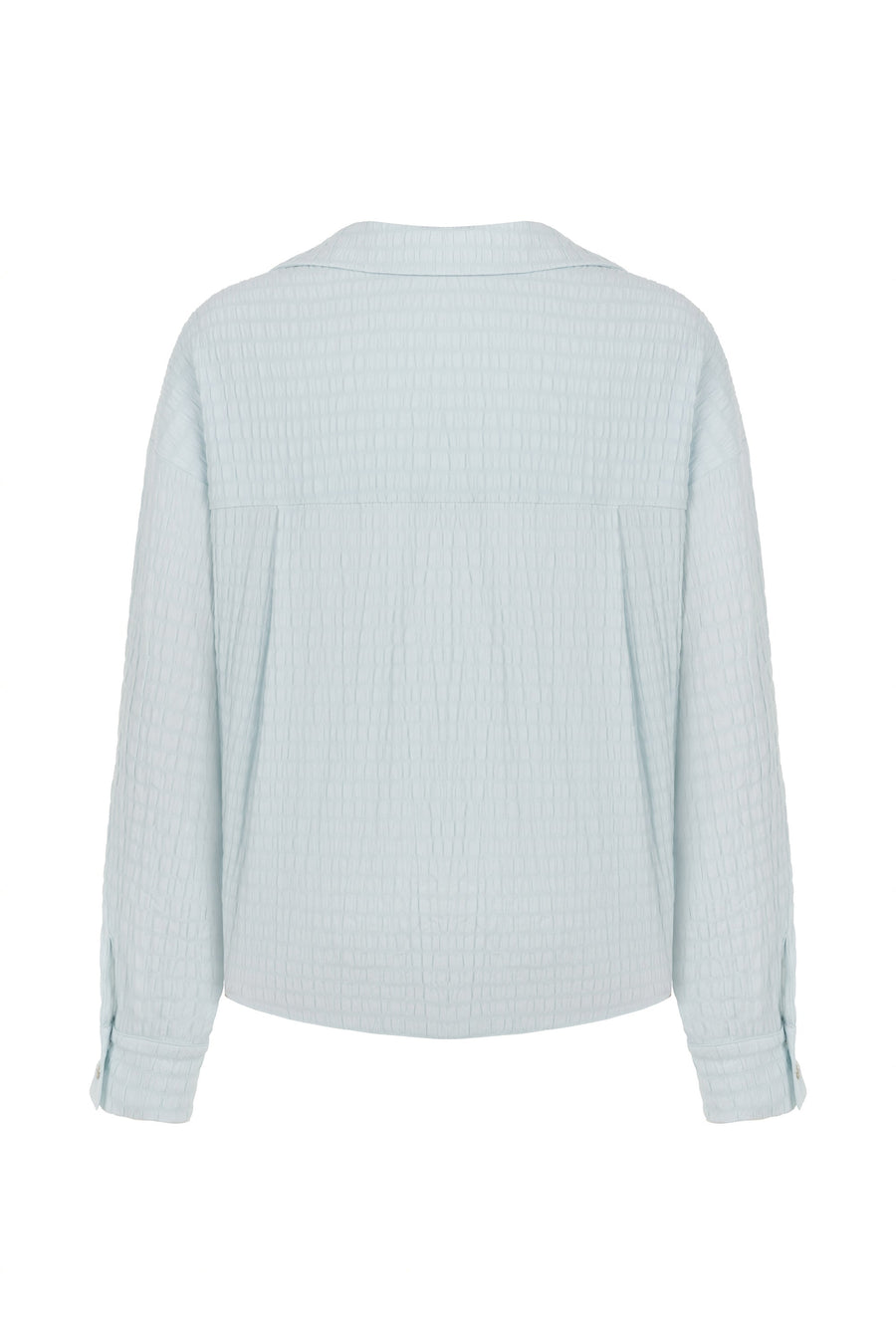 Blue Textured Blouse with Front Knot