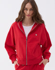 Red Hooded Oversize Sweatshirt