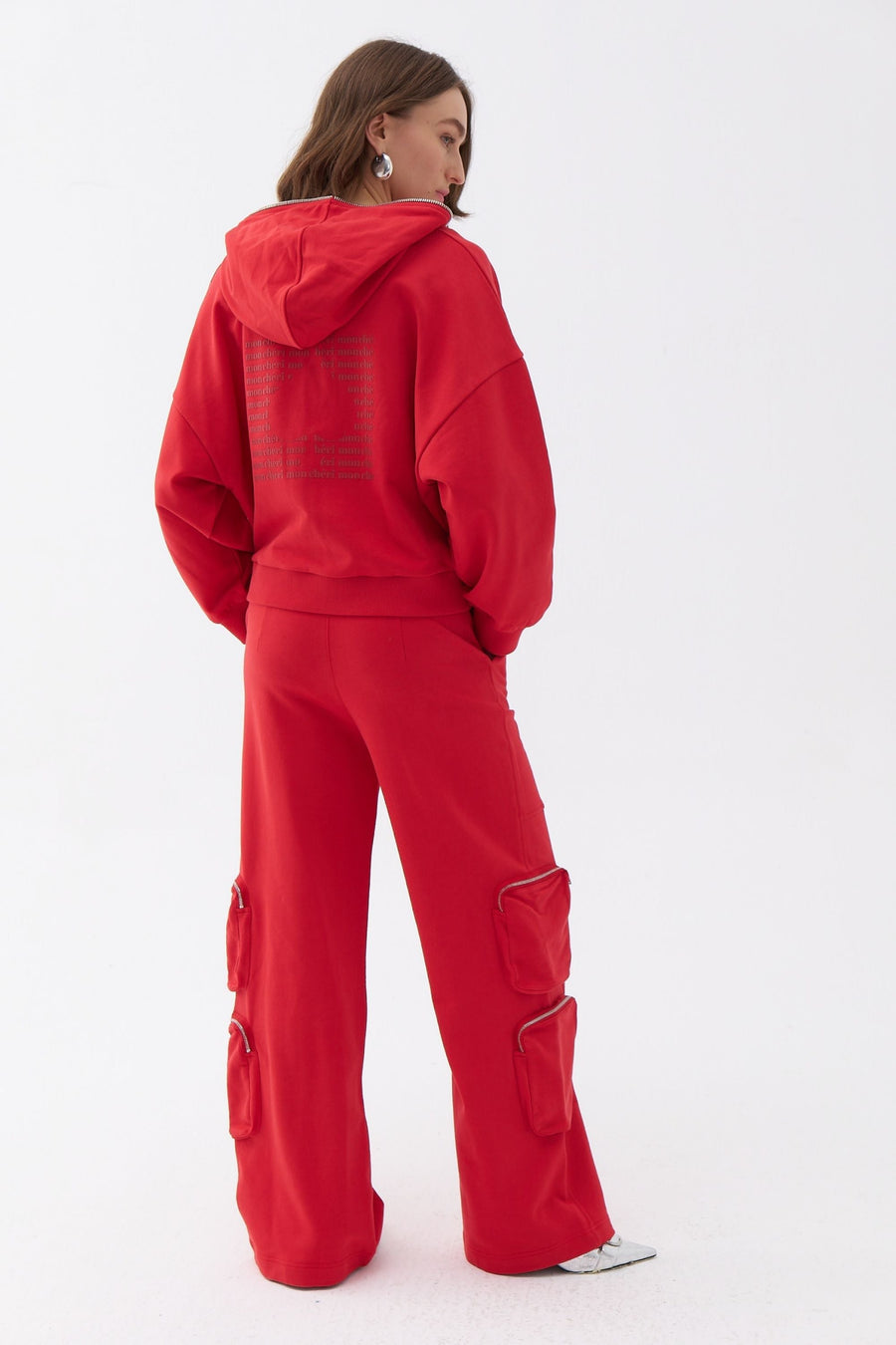 Red Hooded Oversize Sweatshirt