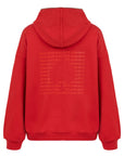 Red Hooded Oversize Sweatshirt