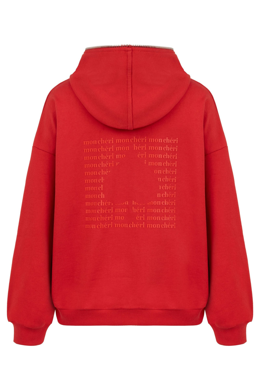 Red Hooded Oversize Sweatshirt