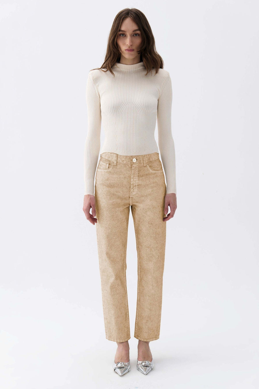 Beige Mom Fit Jeans