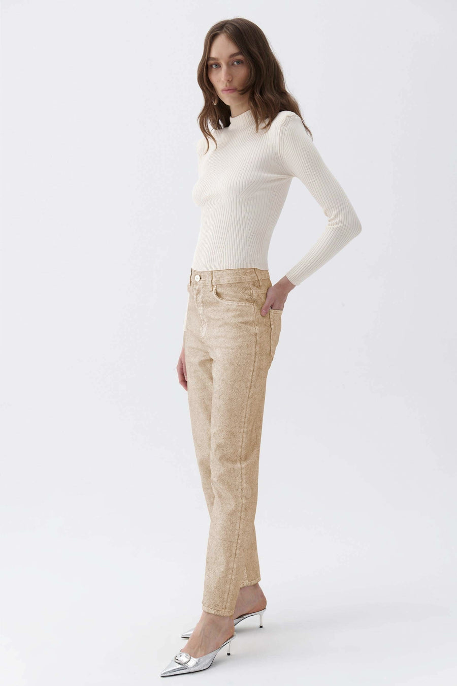 Beige Mom Fit Jeans