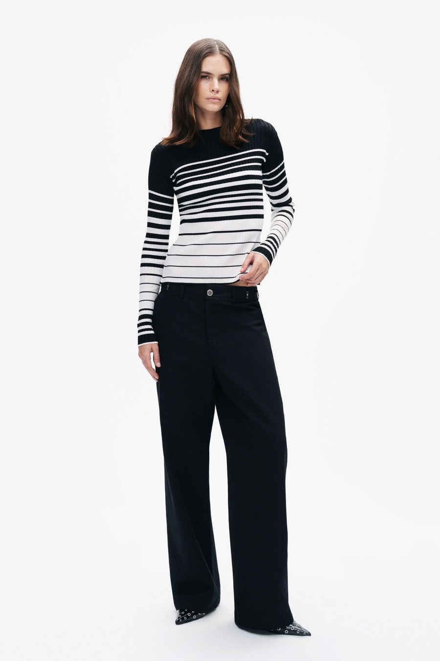 Multicolor Striped Crocheted Knitted Sweater