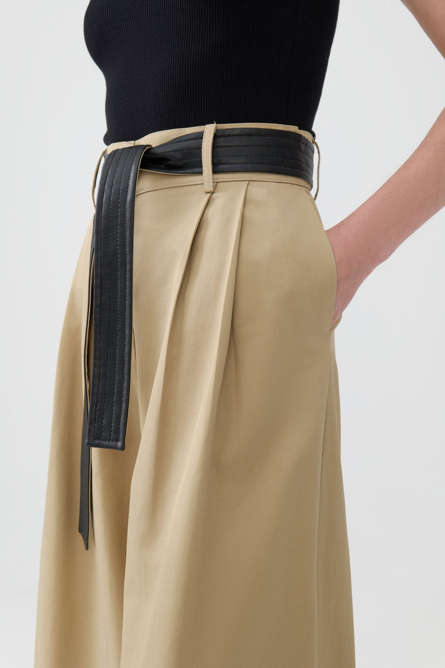 Green High Waist Pleated Pants