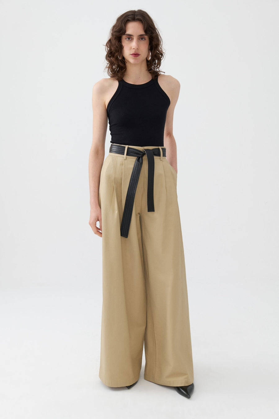 Green High Waist Pleated Pants