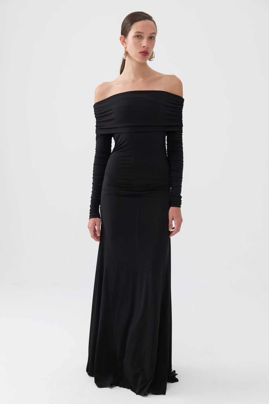 Off The Shoulder Black Maxi Dress