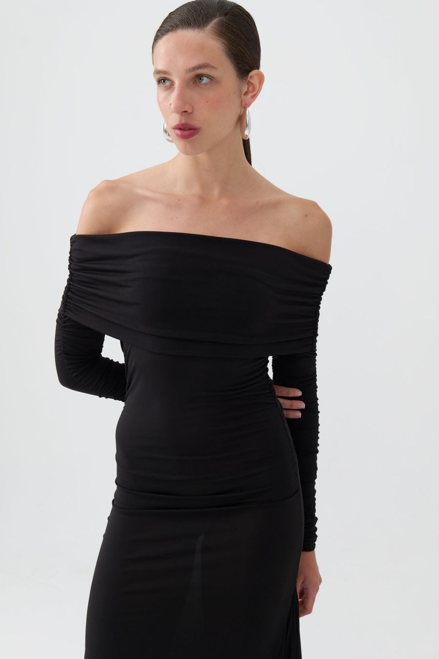 Off The Shoulder Black Maxi Dress