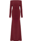 Burgundy Off-The-Shoulder Maxi Dress