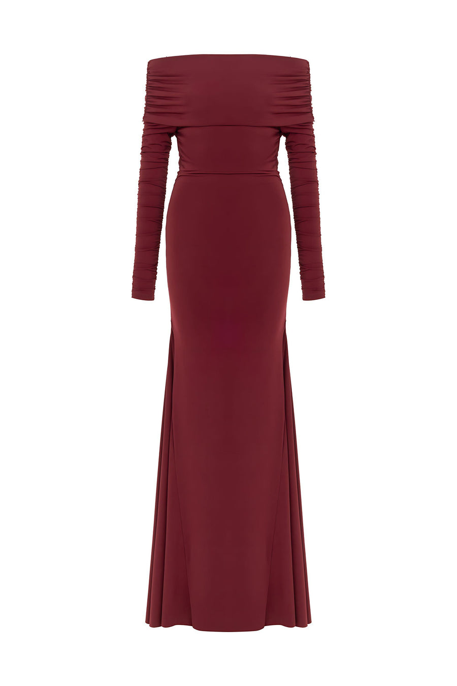 Burgundy Off-The-Shoulder Maxi Dress