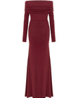 Burgundy Off-The-Shoulder Maxi Dress