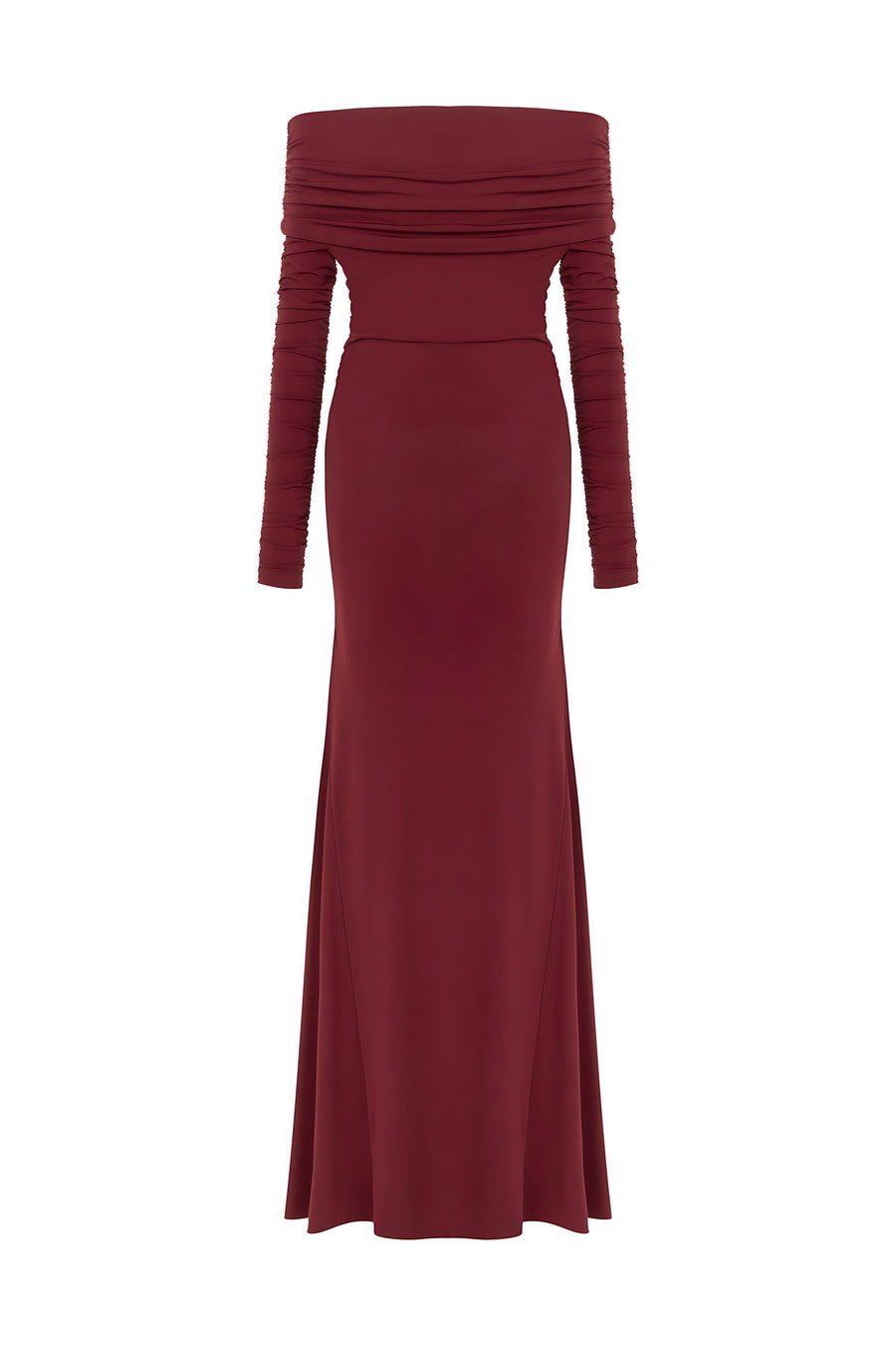 Burgundy Off-The-Shoulder Maxi Dress