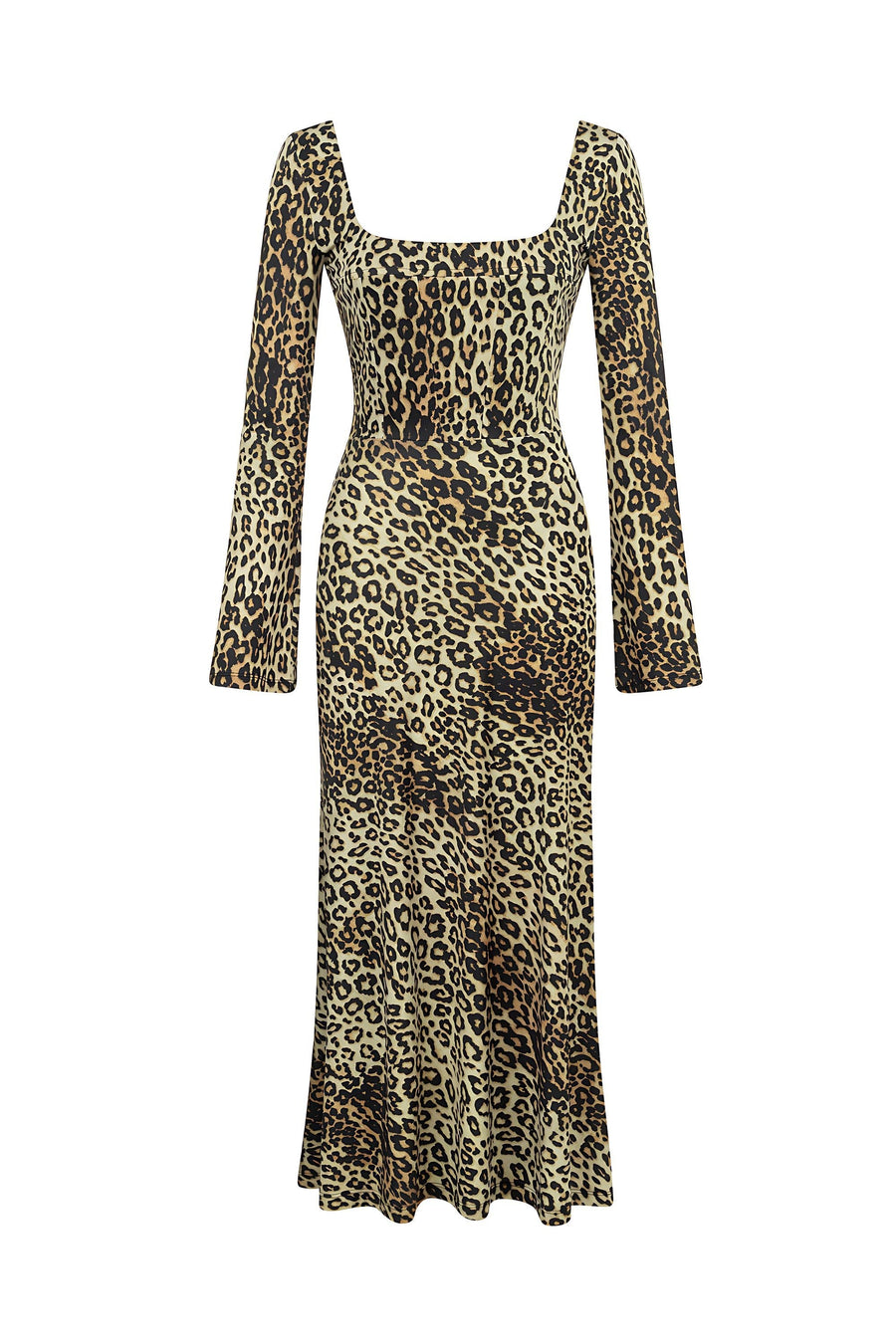 Multicolor Square Neck Midi Dress