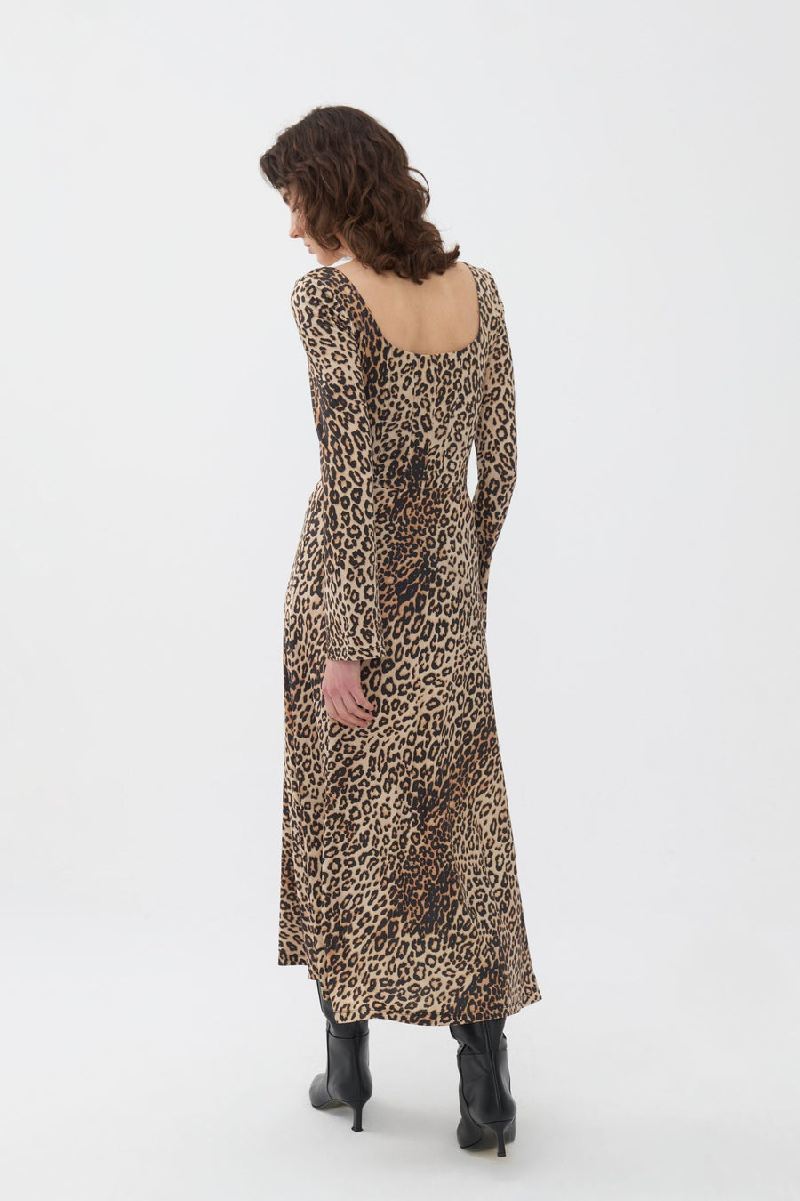 Multicolor Square Neck Midi Dress