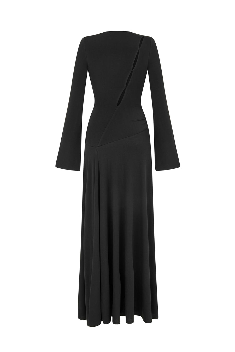 Black Double Breasted Long Dress