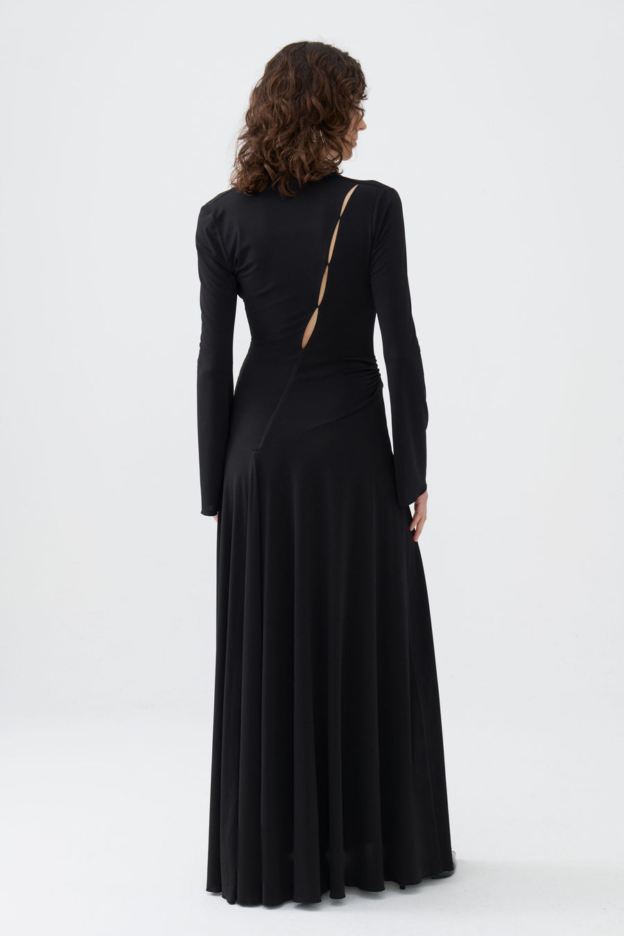 Black Double Breasted Long Dress