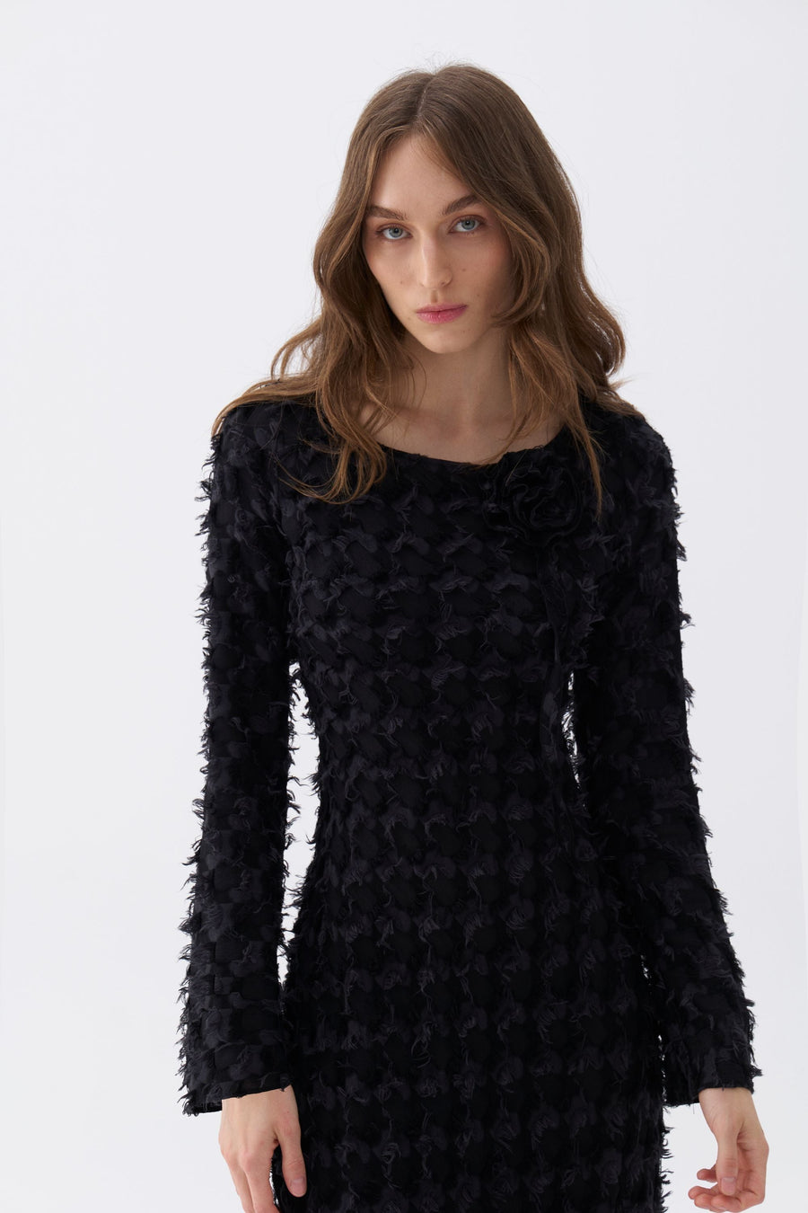 Backless Long Sleeve Black Maxi Dress