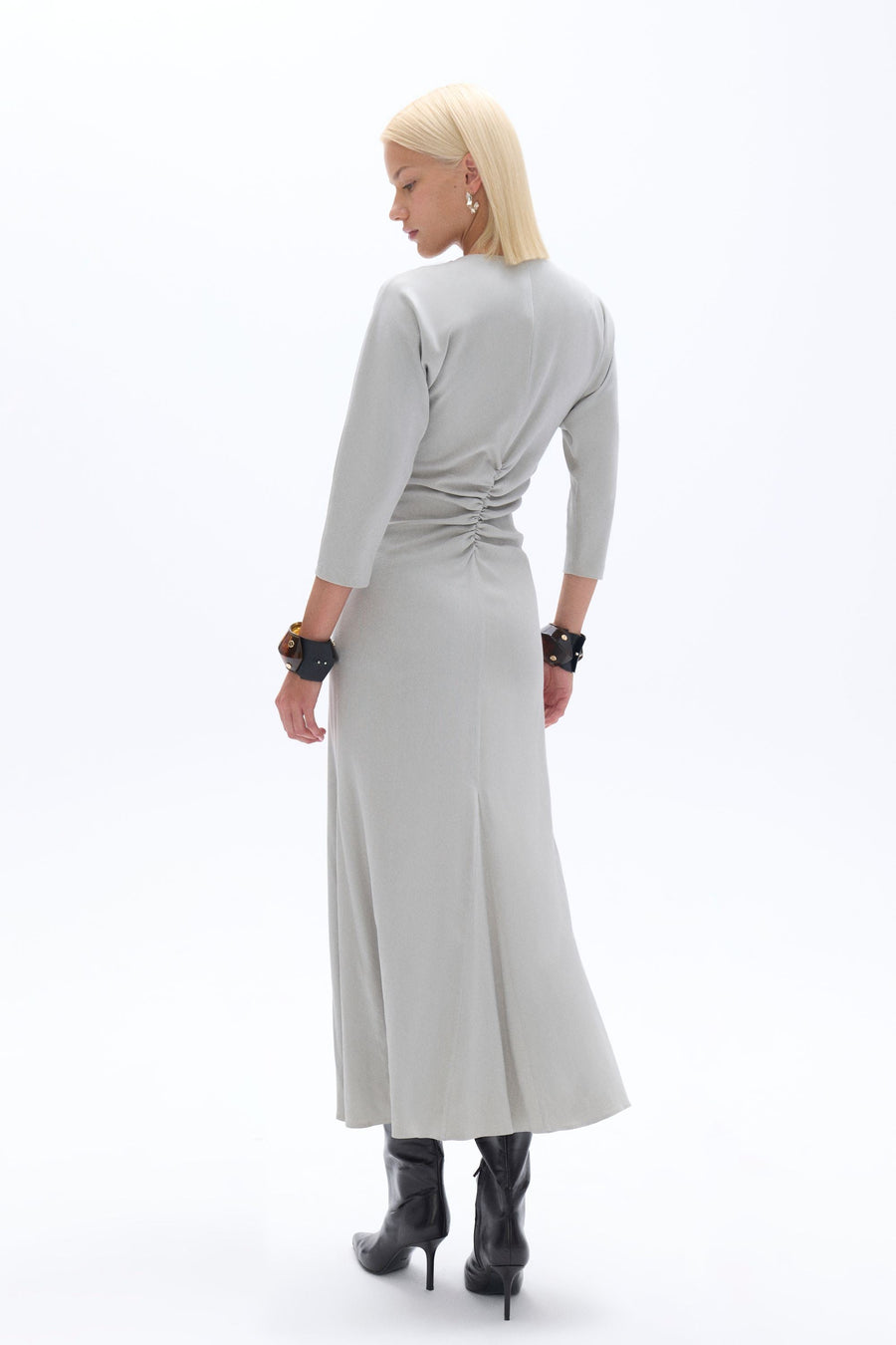 Gray Draped Detail Dress