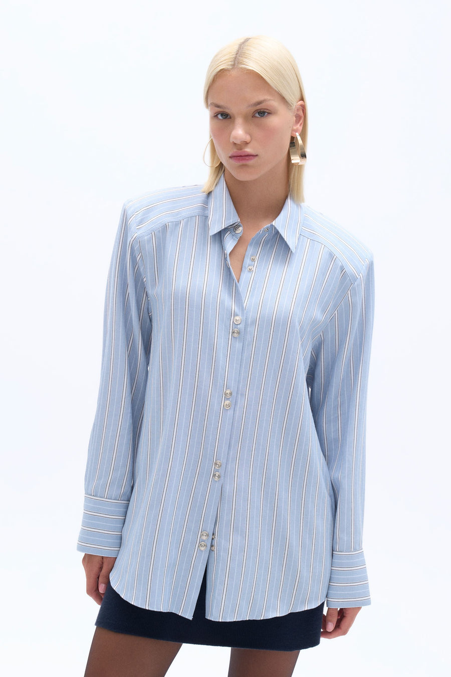 Multi-Colored Striped Shirt With Shoulder Pad