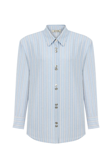 Nocturne Multi Colored Striped Shirt With Shoulder Pad  - Porterist 1