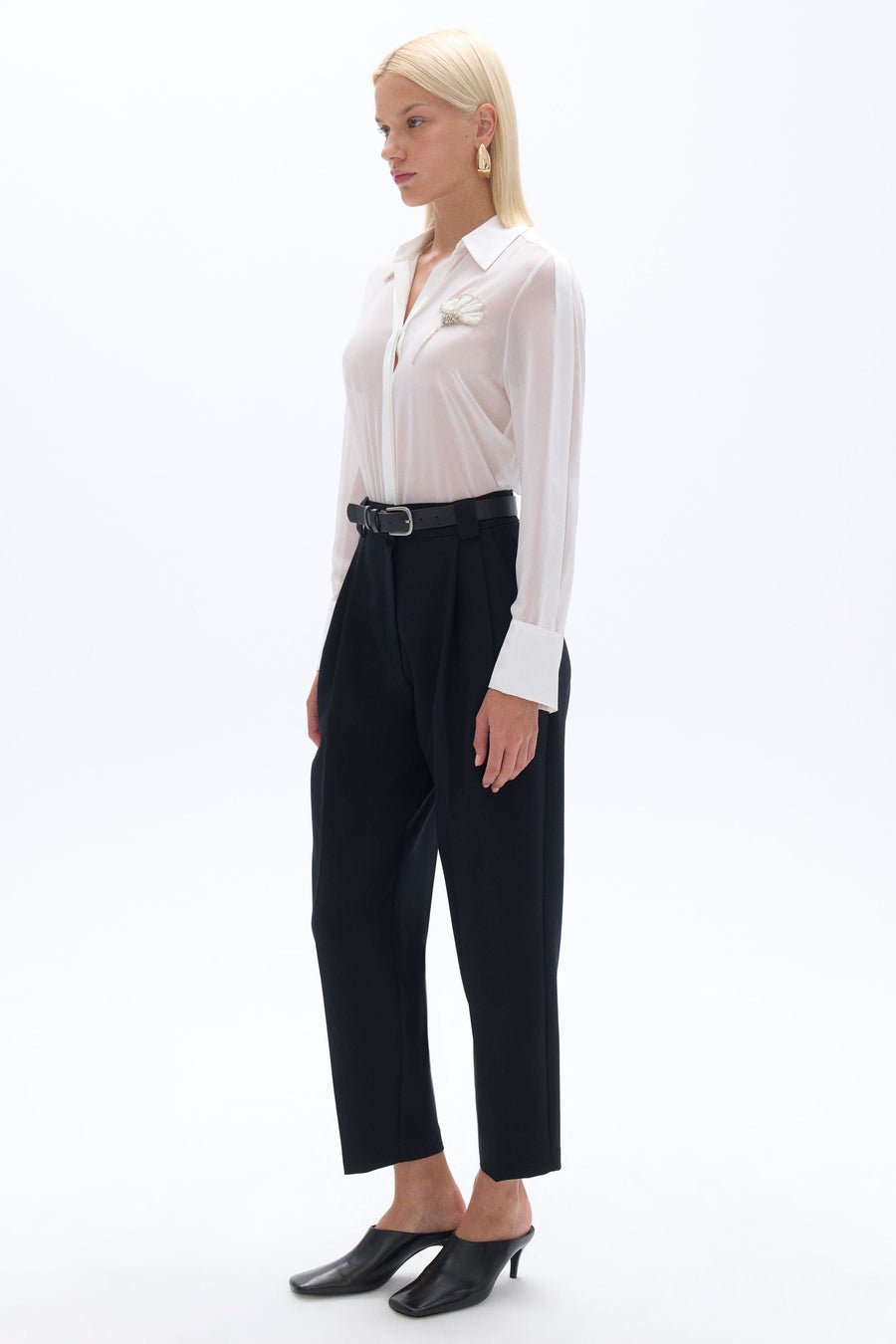 High Waist Pleated Black Pants