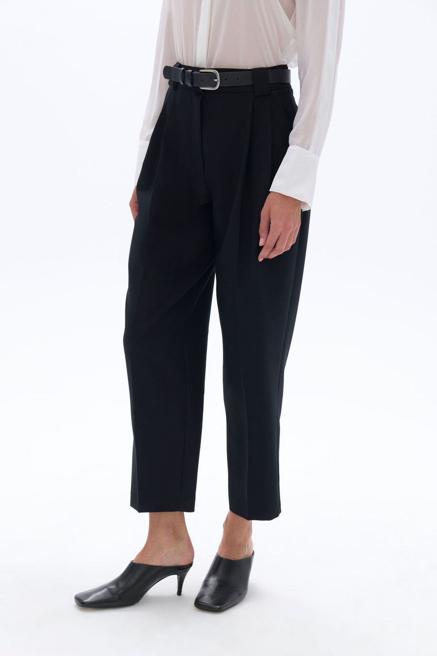 High Waist Pleated Black Pants