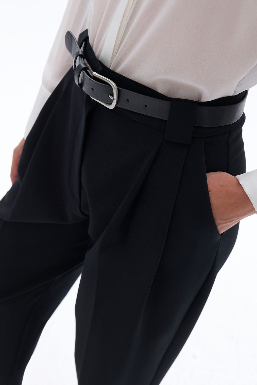 High Waist Pleated Black Pants