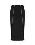 Black Pencil Skirt with Zipper Design