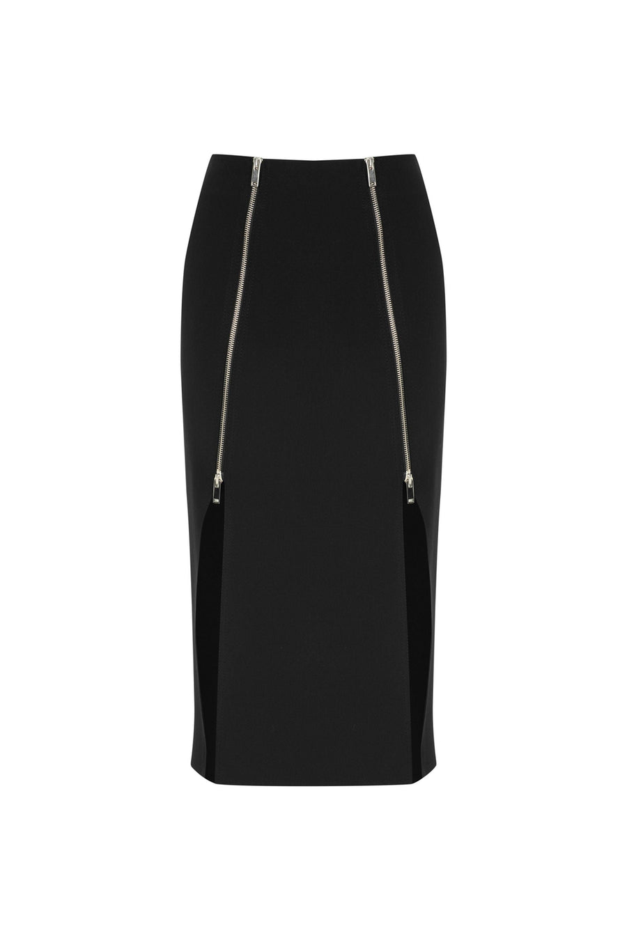 Black Pencil Skirt with Zipper Design