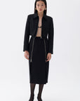 Black Pencil Skirt with Zipper Design