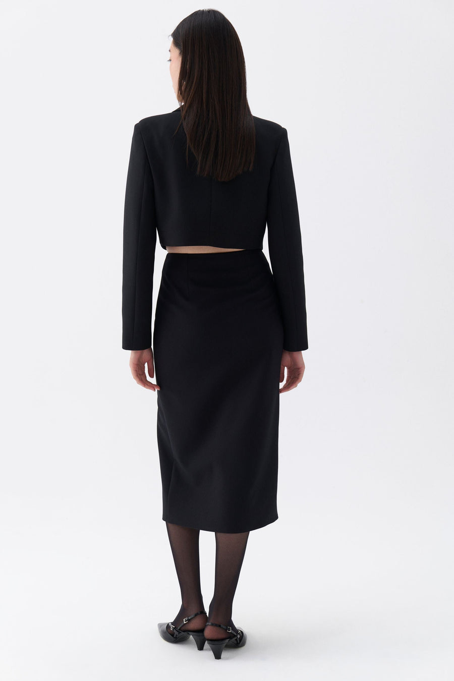 Black Pencil Skirt with Zipper Design