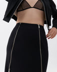 Black Pencil Skirt with Zipper Design